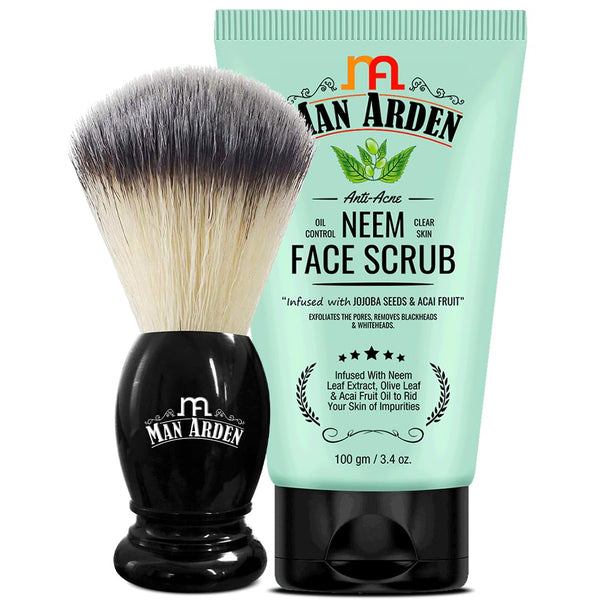 Premium Shaving Brush + Man Arden Anti Acne Neem Face Pack 100g