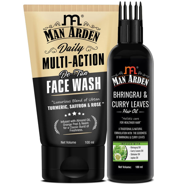 Daily Multi-Action Daily De-Tan Face Wash + Bhringraj & Curry Leaves Hair Oil, 100 ml