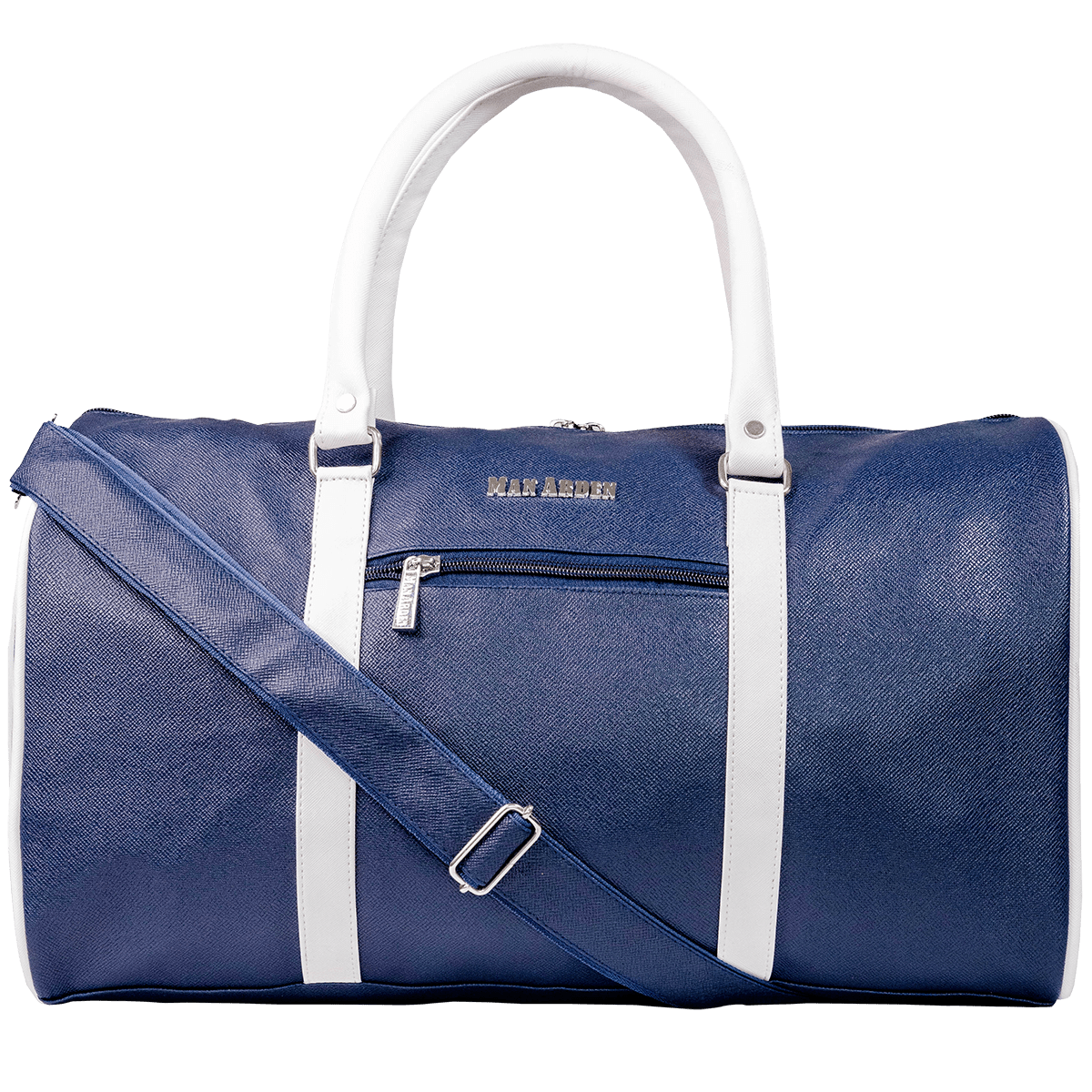 The Abloom Azure" PVC Leather Duffle Bag (Blue & White) Manarden